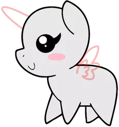 Size: 519x557 | Tagged: safe, artist:amgiwolf, derpibooru import, oc, unofficial characters only, alicorn, pony, alicorn oc, bald, base, blush sticker, blushing, chibi, eyelashes, female, horn, mare, simple background, smiling, solo, transparent background, wings