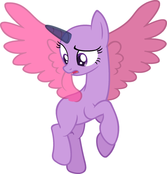 Size: 1574x1639 | Tagged: safe, artist:pegasski, derpibooru import, oc, unofficial characters only, alicorn, pony, best gift ever, alicorn oc, bald, base, eyelashes, horn, looking back, looking down, rearing, simple background, solo, spread wings, transparent background, wings, worried