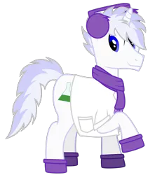 Size: 1200x1422 | Tagged: safe, artist:masem, derpibooru import, oc, oc:litmus paper, unofficial characters only, unicorn, derpibooru community collaboration, 2021 community collab, clothes, coat, earmuffs, scarf, simple background, solo, transparent background