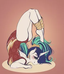 Size: 3200x3700 | Tagged: suggestive, artist:bunnywhiskerz, derpibooru import, oc, oc:laika, unofficial characters only, anthro, unguligrade anthro, unicorn, 80s, ass, blushing, breasts, butt, clothes, commission, digital art, female, flexing, horn, looking at you, one eye closed, simple background, smiling, smiling at you, solo, solo female, tail, workout
