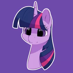 Size: 1500x1500 | Tagged: safe, artist:aquaticvibes, derpibooru import, twilight sparkle, pony, female, mare, purple background, simple background, solo, white outline