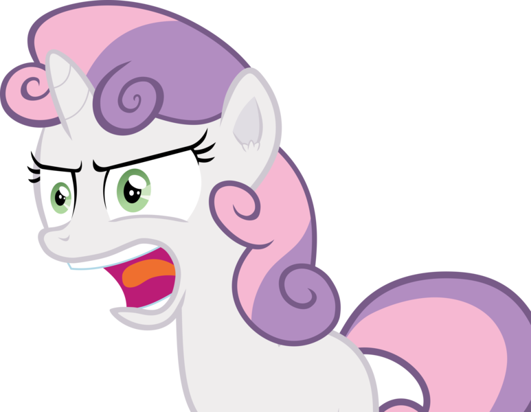 Size: 6000x4660 | Tagged: safe, artist:frownfactory, derpibooru import, sweetie belle, pony, twilight time, .svg available, blank flank, female, filly, simple background, solo, transparent background, vector, yelling