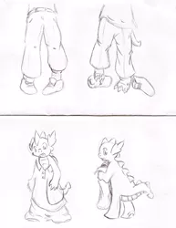 Size: 1590x2060 | Tagged: artist:maxsilverfox, clothes, comic:meeting, derpibooru import, dragon, human, human to dragon, male, safe, shoes, solo, transformation, transformation sequence
