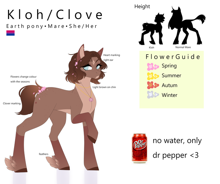 Size: 4500x3750 | Tagged: safe, artist:ohhoneybee, derpibooru import, oc, oc:kloh, earth pony, pony, dr pepper, female, mare, reference sheet, solo