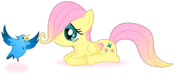Size: 7894x3440 | Tagged: safe, artist:cirillaq, derpibooru import, fluttershy, pony, absurd resolution, female, filly, filly fluttershy, gradient mane, lying down, meta, prone, simple background, solo, transparent background, vector, xitter, younger