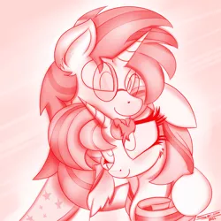 Size: 4000x4000 | Tagged: safe, artist:ser-p, derpibooru import, starlight glimmer, sunburst, pony, unicorn, absurd resolution, clothes, female, glasses, hug, male, monochrome, robe, shipping, starburst, straight, sunburst's glasses, sunburst's robe