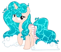 Size: 1743x1469 | Tagged: safe, artist:leaficun3, derpibooru import, oc, oc:crystal clear, pony, unicorn, female, mare, simple background, solo, transparent background, water mane