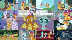 Size: 1958x1102 | Tagged: safe, derpibooru import, edit, edited screencap, editor:quoterific, screencap, applejack, clever musings, cozy glow, gallus, ocellus, peppermint goldylinks, sandbar, silverstream, smolder, violet twirl, yona, 2 4 6 greaaat, a matter of principals, non-compete clause, school daze, school raze, the hearth's warming club, the last problem, uprooted, what lies beneath, butt, female, friendship student, helmet, lesbian, older, older ocellus, older smolder, paddle, pillow, plot, school of friendship, sextant, shipping, smolcellus, student six