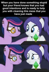 Size: 1276x1890 | Tagged: safe, artist:agrol, derpibooru import, edit, edited screencap, editor:fluttershyisnot adoormat, screencap, rarity, twilight sparkle, pony, cute, let's start the game, meme, monocle, wholesome