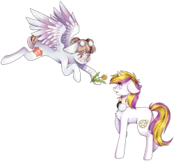 Size: 2101x1941 | Tagged: safe, artist:shiromidorii, derpibooru import, oc, oc:sprinkles, unofficial characters only, pegasus, pony, unicorn, female, flower, mare, simple background, transparent background