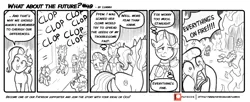 Size: 1600x655 | Tagged: artist:lummh, clopping, comic:what about the future, derpibooru import, fire, luster dawn, monochrome, relief, safe, speech bubble, starlight glimmer, this is fine