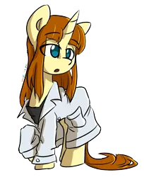 Size: 1506x1850 | Tagged: safe, artist:spheedc, derpibooru import, oc, oc:honey desire, unofficial characters only, pony, unicorn, derpibooru community collaboration, 2021 community collab, clothes, digital art, female, lab coat, mare, simple background, solo, transparent background