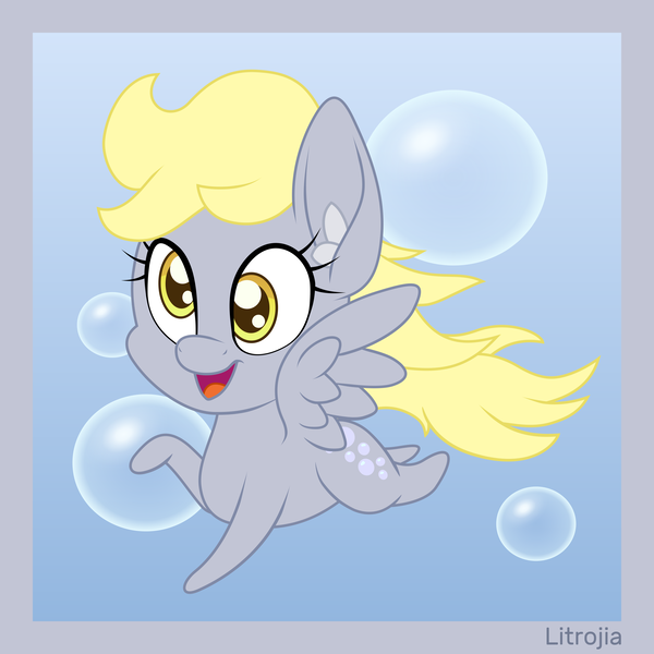 Size: 4000x4000 | Tagged: safe, artist:djdavid98, artist:litrojia, derpibooru import, edit, derpy hooves, pegasus, pony, absurd resolution, bubble, chibi, cute, derpabetes, ear fluff, female, flying, image, open mouth, png, smiling, solo, spread wings, vector, wings