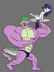 Size: 1056x1419 | Tagged: safe, artist:ismim_art, derpibooru import, rarity, spike, dragon, pony, unicorn, adult, adult spike, adultspike, bodybuilder, bulky, female, gen5, gigachad spike, male, meme, older, older spike, shipping, sparity, straight, weird