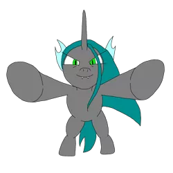 Size: 1280x1281 | Tagged: artist:neoshrek, changeling, changeling queen, derpibooru import, editor:princessember2019, female, looking at you, outstretched arms, queen chrysalis, safe, simple background, solo, transparent background