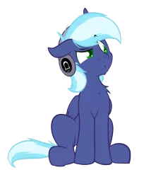 Size: 1278x1490 | Tagged: safe, artist:hardlugia, derpibooru import, oc, oc:moonlight drop, unofficial characters only, pegasus, derpibooru community collaboration, 2021 community collab, headphones, looking sideways, male, simple background, sitting, solo, suspicious, transparent background