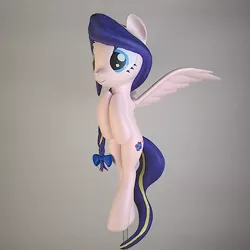 Size: 1024x1024 | Tagged: safe, artist:mraagh, derpibooru import, oc, oc:azure serenity, unofficial characters only, pegasus, pony, 3d, 3d print, 3d printed, blender, bow, braid, commission, cute, cutie mark, eyes open, female, figure, figurine, floating, flying, hair bow, happy, irl, long mane, long tail, mare, multicolor hair, multicolored hair, multicolored mane, open eyes, painted, photo, pink coat, purple mane, simple background, solo, spread wings, statue, turquoise eyes, wavy tail, wings