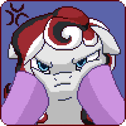 Size: 300x300 | Tagged: safe, artist:imreer, derpibooru import, twilight sparkle, oc, oc:bridle timeout, pegasus, pony, angry, animated, cheek squish, commission, cross-popping veins, female, gif, grumpy, hooves, looking at you, mare, offscreen character, pegasus oc, pixel art, pov, squishy cheeks, wings, ych result