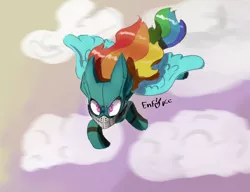 Size: 2684x2063 | Tagged: safe, artist:enfoke, derpibooru import, rainbow dash, pegasus, clothes, cloud, cosplay, costume, izuku midoriya, my hero academia, sky