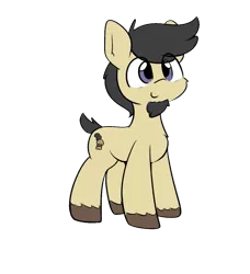 Size: 1005x1101 | Tagged: safe, artist:taurson, derpibooru import, edit, oc, oc:gameburger, unofficial characters only, earth pony, pony, derpibooru community collaboration, 2021 community collab, cute, eye clipping through hair, facial hair, goatee, looking up, male, short tail, simple background, smiling, solo, transparent background