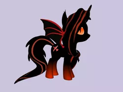 Size: 1200x900 | Tagged: artist needed, semi-grimdark, derpibooru import, oc, unofficial characters only, alicorn, bat pony, bat pony alicorn, pony, 3d, bat wings, female, horn, mare, purple background, simple background, solo, wings