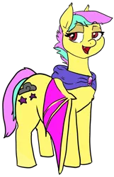 Size: 2189x3406 | Tagged: safe, artist:tacodeltaco, derpibooru import, oc, oc:star shower, unofficial characters only, bat pony, pony, derpibooru community collaboration, 2021 community collab, clothes, fangs, female, gem, simple background, smiling, solo, transparent background