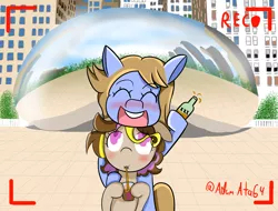 Size: 2080x1580 | Tagged: safe, artist:adamtheamazing64, derpibooru import, oc, oc:dootie mcdootface, oc:hors, unofficial characters only, chicago, cloud gate, the bean