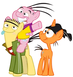 Size: 4603x4827 | Tagged: safe, artist:andoanimalia, derpibooru import, ponified, earth pony, pegasus, pony, unicorn, absurd resolution, crossover, ed, ed edd n eddy, edd, eddy, simple background, species swap, transparent background, trio, vector