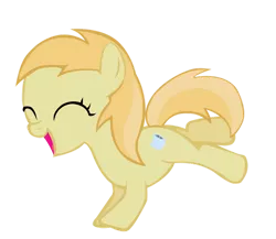 Size: 960x833 | Tagged: safe, artist:the-wet-onion, derpibooru import, noi, earth pony, pony, call of the cutie, cute, cutie mark, dancing, elated, eyes closed, female, filly, noiabetes, open mouth, pillow, simple background, transparent background, vector