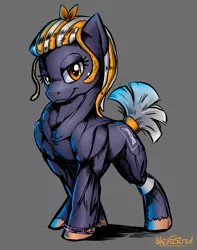 Size: 1920x2442 | Tagged: safe, artist:blazingstred, derpibooru import, oc, oc:beatrice, earth pony, pony, bow, bracelet, earth pony oc, female, hair bow, jewelry, mare, muscles, muscular female, posing for photo, showing off, solo