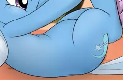 Size: 421x276 | Tagged: safe, artist:mcsadat, derpibooru import, edit, trixie, pony, unicorn, belly, cropped, lying down, on back, on ground, pictures of bellies, solo