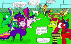 Size: 2736x1700 | Tagged: safe, artist:eternaljonathan, author:bigonionbean, derpibooru import, applejack, big macintosh, cheese sandwich, discord, donut joe, fancypants, flash sentry, pinkie pie, princess cadance, princess celestia, princess luna, rainbow dash, rarity, shining armor, soarin', trouble shoes, twilight sparkle, twilight sparkle (alicorn), oc, oc:party fashion, oc:prince hunk, oc:princess universe, oc:streaking sour apple, alicorn, draconequus, earth pony, pegasus, pony, unicorn, comic:super party fusion, alicorn oc, blushing, butt, canterlot, canterlot castle, clipboard, clothes, comic, commissioner:bigonionbean, cowboy hat, cup, cutie mark, deflation, dialogue, energy, excited, female, finger snap, flank, fusion, fusion:party fashion, fusion:prince hunk, fusion:princess universe, fusion:streaking sour apple, glasses, hat, horn, hug, hugging a pony, in love, jewelry, jiggle, lab coat, large butt, light, magic, maid, male, mare, plot, recliner, relaxing, rule 63, rule63betes, scientist, shrink, spread wings, stallion, stetson, wings