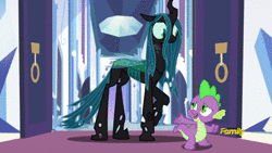 Size: 1920x1080 | Tagged: safe, derpibooru import, edit, edited screencap, fifteen.ai, screencap, vector edit, queen chrysalis, spike, changeling, changeling queen, dragon, pony, the times they are a changeling, a better ending for chrysalis, adorable distress, adorkable, alternate ending, alternate scenario, alternate universe, animated, anxiety, apology, awkward, breakdown, character development, childish, crystal empire, cute, cutealis, dialogue, discovery family logo, dork, dorkalis, duo, fake screencap, fear, female, folded wings, former queen chrysalis, frown, good end, hyperventilating, insecure, looking away, majestic as fuck, male, mare, nervous, panic, parody, precious, raised hoof, redemption, reformed, regret, sad, sadorable, scared, shy, silly, silly pony, smiling, sorry, sound, standing, stuttering, talking, throne room, vector, webm, what if, wimpy, wings, worried