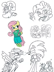 Size: 1200x1600 | Tagged: anthro, artist:flash equestria photography, breasts, busty fluttershy, cream the rabbit, derpibooru import, fluttershy, miles "tails" prower, mobian, pinkie pie, rainbow dash, safe, sonicified, sonic the hedgehog, sonic the hedgehog (series), sweetie belle