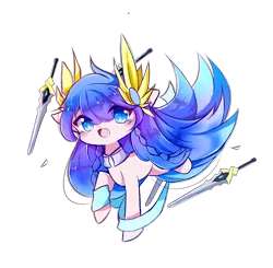 Size: 2364x2315 | Tagged: safe, artist:crackerjackvn, derpibooru import, ponified, earth pony, pony, blue hair, crossover, cute, female, irelia, league of legends, simple background, solo, sword, transparent background, weapon