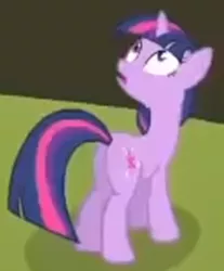 Size: 728x881 | Tagged: safe, derpibooru import, screencap, twilight sparkle, pony, unicorn, feeling pinkie keen, butt, cropped, female, looking up, mare, plot, solo, twibutt, unicorn twilight