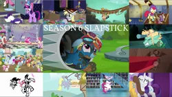 Size: 1954x1100 | Tagged: safe, derpibooru import, edit, edited screencap, editor:quoterific, screencap, apple bloom, applejack, beaude mane, big macintosh, blue october, blueberry muffin, caramel, carrot top, cherry spices, crackle pop, crimson skate, daisy, derpy hooves, diamond tiara, doctor whooves, flower wishes, golden harvest, lily, lily valley, luckette, lucky breaks, pinkie pie, princess flurry heart, quibble pants, rainbow dash, rainbowshine, randolph, rarity, roseluck, shining armor, snips, snips' dad, spike, strawberry ice, sugar stix, sunshower raindrops, tender brush, time turner, tornado bolt, twilight sparkle, twilight sparkle (alicorn), twinkleshine, winter lotus, zephyr breeze, alicorn, unicorn, applejack's "day" off, dungeons and discords, flutter brutter, gauntlet of fire, newbie dash, no second prances, on your marks, stranger than fan fiction, the cart before the ponies, the crystalling, the gift of the maud pie, the saddle row review, to where and back again, bone, book, bookshelf, clothes, electrocution, faceplant, garbuncle, race swap, rainbow trash, rope bridge, sir mcbiggen, skeleton, slapstick, trash can, unicorn big mac, uniform, wonderbolts uniform