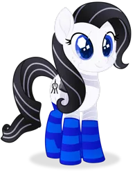 Size: 1920x2457 | Tagged: safe, artist:cirillaq, derpibooru import, oc, oc:achromia, unofficial characters only, pony, robot, robot pony, derpibooru community collaboration, 2021 community collab, clothes, cute, simple background, socks, solo, striped socks, transparent background