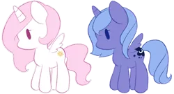 Size: 986x537 | Tagged: safe, artist:pantypon, derpibooru import, princess celestia, princess luna, alicorn, pony, beady eyes, cewestia, chibi, cute, cutelestia, duo, female, filly, lunabetes, profile, royal sisters, siblings, simple background, sisters, transparent background, woona, younger