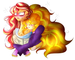 Size: 3348x2690 | Tagged: safe, artist:mywasasi, derpibooru import, adagio dazzle, sunset shimmer, equestria girls, blushing, blushing profusely, clothes, cuddling, female, fingerless gloves, geode of empathy, gloves, hoodie, hug, kiss mark, lesbian, lipstick, magical geodes, nuzzling, shipping, simple background, sunsagio, transparent background