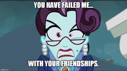 Size: 887x500 | Tagged: safe, derpibooru import, edit, edited screencap, screencap, principal abacus cinch, equestria girls, friendship games, angry, caption, cinchrage, discovery family logo, female, image macro, imgflip, solo, team fortress 2, text, the administrator