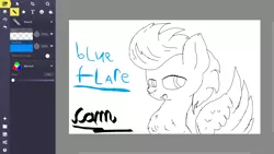 Size: 1366x768 | Tagged: safe, artist:@cameron, derpibooru import, oc, oc:blue flare, pegasus, pony, bust, lineart, portrait