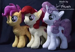 Size: 1915x1320 | Tagged: safe, artist:wdeleon, derpibooru import, apple bloom, scootaloo, sweetie belle, earth pony, pegasus, pony, unicorn, commission, custom, cutie mark crusaders, female, filly, group, irl, photo, plushie, toy