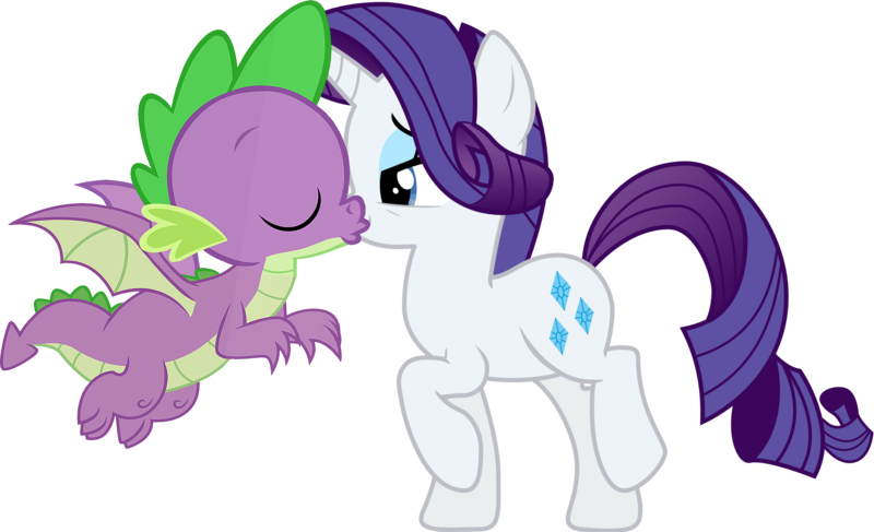 Size: 2522x1536 | Tagged: safe, artist:dragonchaser123, artist:sonofaskywalker, derpibooru import, edit, rarity, spike, dragon, pony, unicorn, molt down, female, kissing, kissy face, male, mare, shipping, simple background, smiling, sparity, straight, transparent background, vector, winged spike