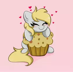 Size: 4096x4028 | Tagged: safe, artist:kittyrosie, derpibooru import, derpy hooves, pegasus, pony, cute, daaaaaaaaaaaw, derpabetes, eyes closed, female, food, heart, mare, muffin, solo