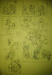 Size: 2829x4062 | Tagged: safe, artist:paulli, derpibooru import, applejack, fluttershy, pinkie pie, rainbow dash, spike, twilight sparkle, twilight sparkle (alicorn), alicorn, pony, the beginning of the end, angry, drawing, if only, jojo's bizarre adventure, jotaro kujo, lined paper, menacing, photo, traditional art, twilighting, ゴ ゴ ゴ