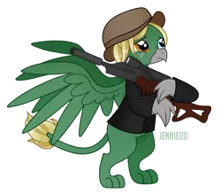 Size: 1200x1052 | Tagged: safe, artist:jennieoo, derpibooru import, oc, oc:arcturus aquila, unofficial characters only, gryphon, hat, heterochromia, scar, simple background, solo, spread wings, transparent background, wings