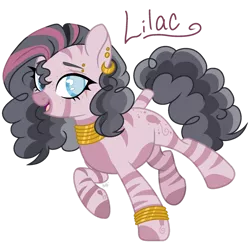 Size: 1280x1244 | Tagged: safe, artist:mintoria, derpibooru import, oc, oc:lilac, hybrid, zony, female, magical lesbian spawn, offspring, parent:pinkie pie, parent:zecora, simple background, solo, transparent background