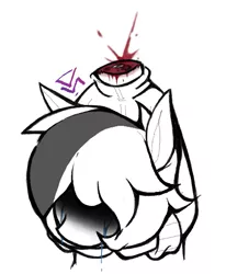 Size: 713x864 | Tagged: grimdark, artist:dsstoner, derpibooru import, oc, oc:blue tears, earth pony, pony, blood, blood spray, clothes, crying, decapitated, hair over eyes, male, redraw, severed head, stallion, track jacket