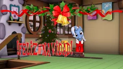 Size: 1024x576 | Tagged: safe, artist:juanjobelic, derpibooru import, trixie, pony, unicorn, 3d, christmas, christmas outfit, holiday, looking at you, merry christmas, sfm pony, source filmmaker